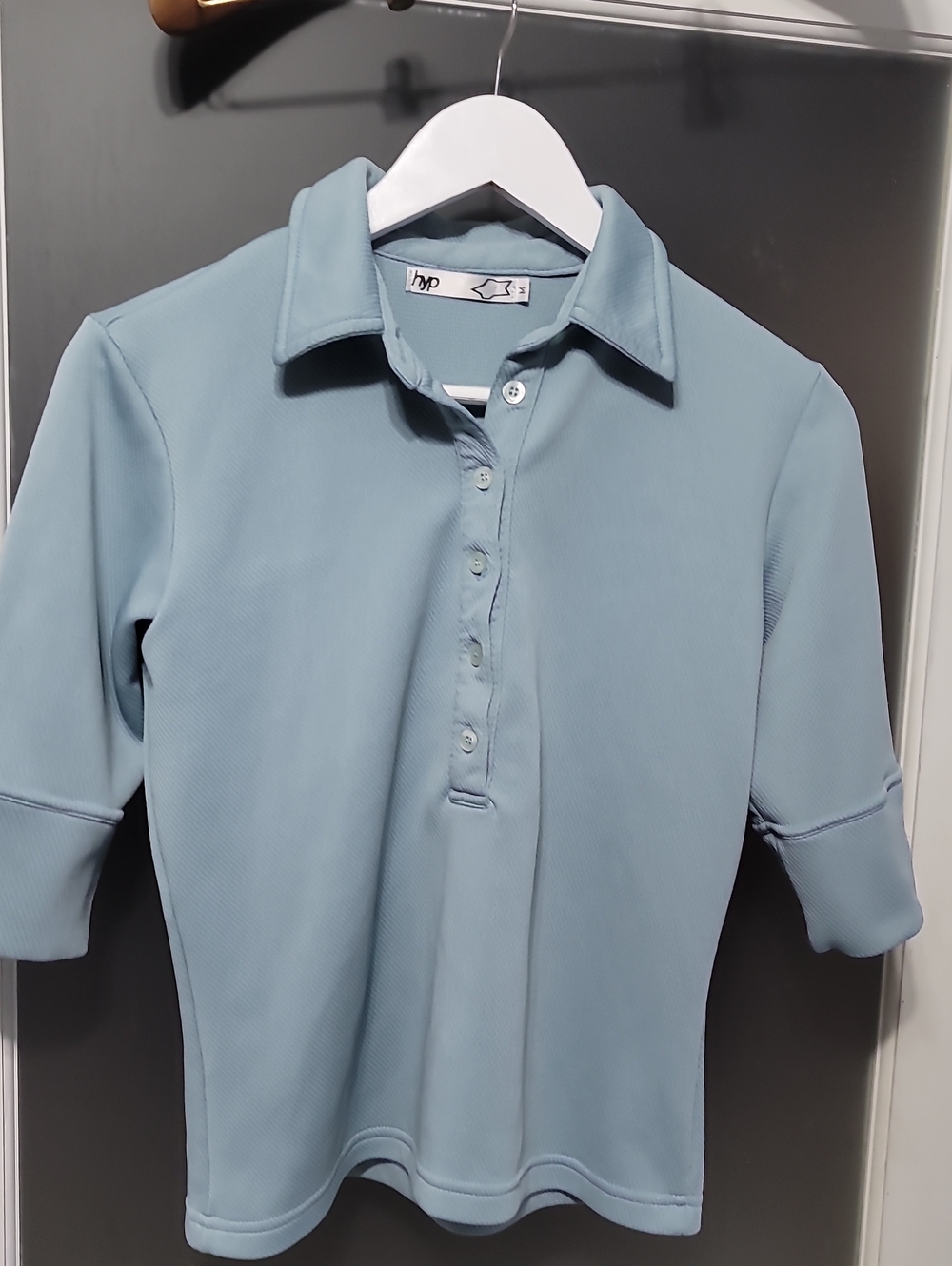 hvp Light Blue Button-Down Polo Shirt for Women